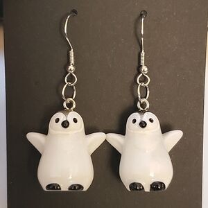 Handmade Black White Winter Penguin Earrings